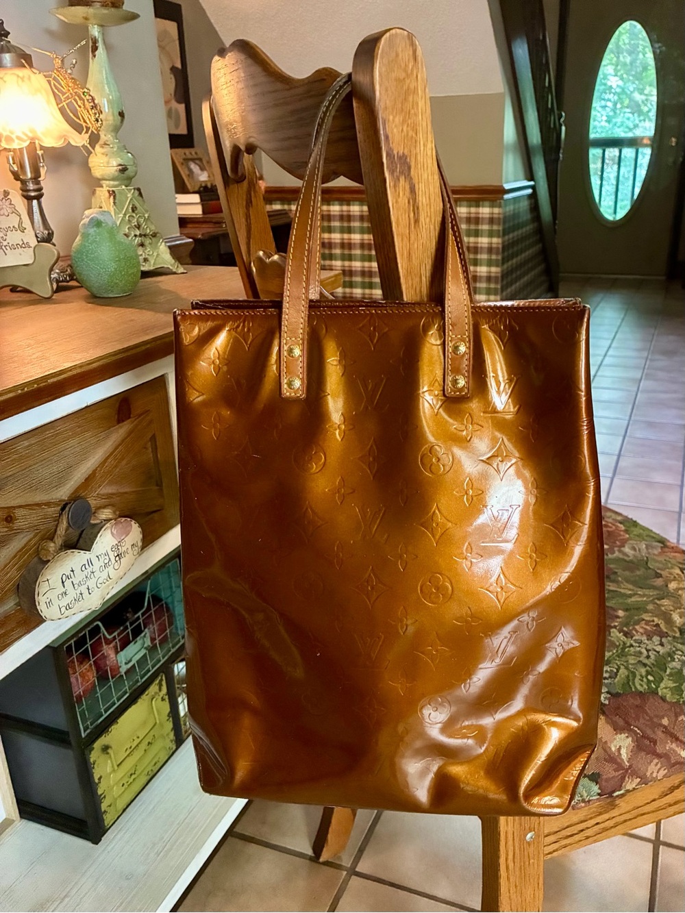 Louis Vuitton bronze Patent Vernis Monogram Tote Authentic LV